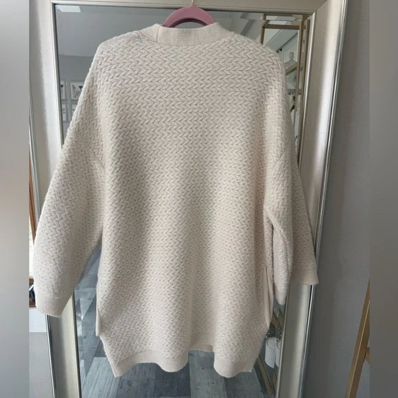 Free People Herringbone Stitch Kimono Cardigan Ivory Oversized Slouchy Small - Picture 14 of 14